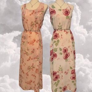 Vintage 2-in-1 Cottage Core Lightweight Floral Maxi Dress